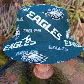 Philadelphia Eagles Bucket Hat, Handmade, Reversible to Black, Unisex Sizes up to 4XL, fishing hat, sun hat, floppy hat, ponytail hat