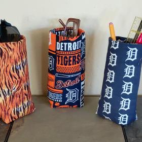 Detroit Tigers Upright Eyeglass Holder, Handmade, Glasses Stand, Eyeglass Cup, Weighted Fabric Eyeglass Keeper, Gift for Detroit Tigers fan