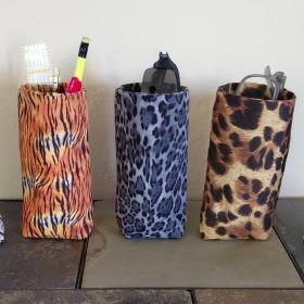 Animal Print Eyeglasses Holder, Handmade, Glasses Stand, Eyeglass Cup, Weighted Fabric Eyeglass Keeper, Leopard Glasses Case