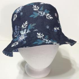 Floral Denim Bucket Hat, Reversible, Sizes up to 4XL, floppy hat, gardening hat, sun hat, casual hat, woman's fishing hat, adults or older children