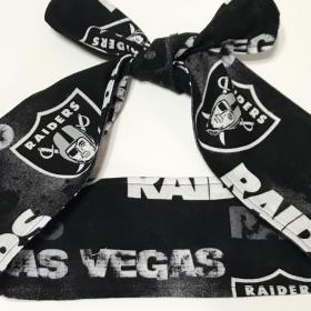 3” wide Las Vegas Raiders hair tie, red, hair wrap, headband, pin up, self tie, scarf, neckerchief, retro, rockabilly