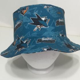 San Jose Sharks Bucket Hat, Reversible, Hockey, Sizes up to 4XL, summer hat, fishing hat, sun hat, floppy hat, ponytail hat, handmade