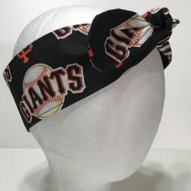 3” wide San Francisco Giants headband, handmade, hair wrap, hair tie, pin up style, self tie, scarf, retro style, rockabilly
