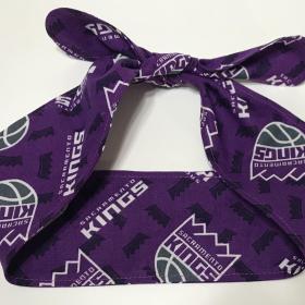 3” Wide Sacramento Kings hair tie, hair wrap, headband, pin up, self tie, scarf, neckerchief, retro, rockabilly, no wire