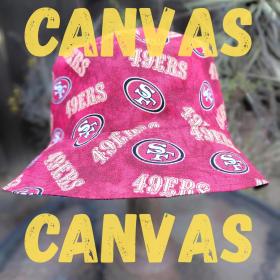 San Francisco 49ers Bucket Hat, CANVAS, Handmade, Red, Reversible, Unisex Sizes up to 4XL, summer fishing hat, sun hat, floppy hat, adults or children