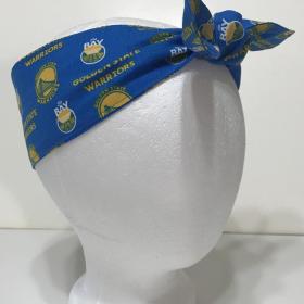 GSW hair wrap scarf shown on mannequin, with knot tied in front