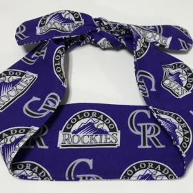 3” wide Colorado Rockies hair tie, hair wrap, headband, hockey, pin up, self tie, scarf, neckerchief, retro, rockabilly, handmade