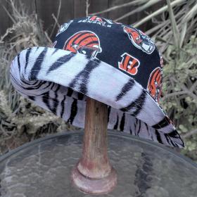 Cincinnati Bengals Bucket Hat, Handmade, Reversible to Tiger Stripes, Sizes up to 4XL, fishing hat, sun hat, summer hat, floppy hat
