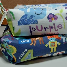 Boxy Zipper Pouch Cosmetic Bag, Colors & Numbers, Baby Shower Gift, Children's Print, Bilingual Gift Spanish and English