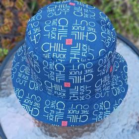 Chill The F*ck Out Bucket Hat, Reversible to Dark Navy Blue, Sizes up to 4XL, summer hat, sun hat, floppy hat, funny sassy gift for friend