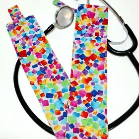 Wide Stethoscope Cover, Bright Multicolor Confetti Print, Stethoscope sleeve for non removable bells, gift for nurse, doctor, veterinarian, student