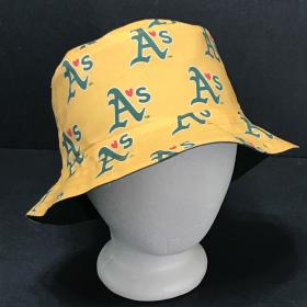 Oakland A’s Theme Bucket Hat, Golden Yellow, Reversible, Unisex Sizes S-XXL, cotton, fishing hat, sun hat, floppy hat, adults or older children