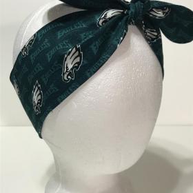 3” wide Philadelphia Eagles hair tie, hair wrap, headband, pin up, self tie, scarf, neckerchief, retro, rockabilly