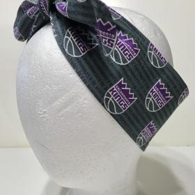 3” Wide Sacramento Kings hair tie, hair wrap, headband, pin up, self tie, scarf, neckerchief, retro, rockabilly, no wire