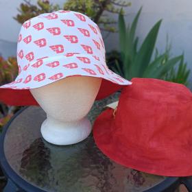 University of Dayton Flyers Bucket Hat, Handmade, Reversible to Red, Size LARGE, summer hat, fishing hat, floppy hat