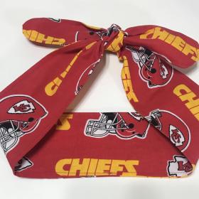 3” wide Kansas City Chiefs hair tie, headband, pin up, self tie, scarf, neckerchief, retro, rockabilly, handmade