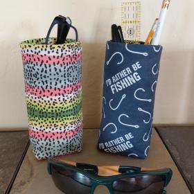 Fishing Theme Upright Eyeglasses Holder, Glasses Stand, Eyeglasses Cup, Weighted Fabric Eyeglasses Case, Fishing Gift, Handmade