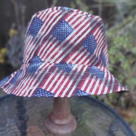 American Flags Bucket Hat, Distressed Print, Sizes up to XL, floppy hat, fishing hat, sun hat, beach hat, patriotic hat, July 4th