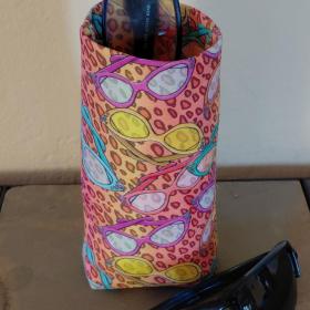 Eyeglasses Print Upright Glasses Holder, Glasses Stand, Whimsical Glasses Case, Teacher Gift, Weighted Stand-up Glasses Pouch