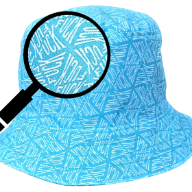 Geometic "F*ck" Print Bucket Hat, Reversible to Turquoise Blue, S-XXL, summer hat, sun hat, floppy hat, funny sassy gift for friend