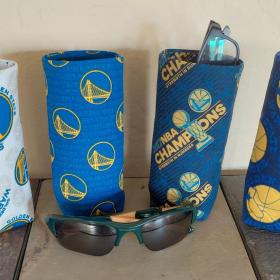Golden State Warriors Upright Eyeglasses Holder, Handmade, Standing Weighted Glasses Case, Fabric Glasses Stand, GSW Gift