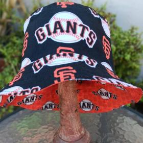 San Francisco Giants Bucket Hat, Handmade, Reversible, Sizes up to 4XL, fishing hat, sun hat, ponytail hat, floppy hat, orange & black, baseball
