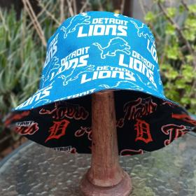 Detroit Lions / Tigers Bucket Hat, Reversible, Sizes up to 4XL, handmade, summer hat, fishing hat, sun hat, floppy hat, ponytail hat
