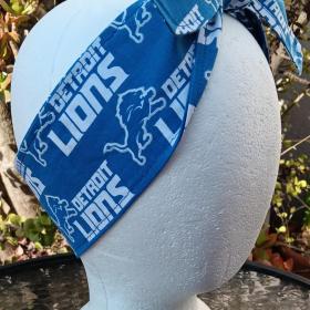 3” Wide Detroit Lions headband, hair wrap, hair tie, head wrap, pin up, hair tie, retro style, head scarf, handmade