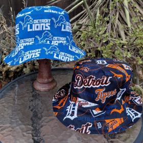 Detroit Lions / Tigers Bucket Hat, Handmade, Reversible, Sizes up to 4XL, Michigan sports, summer hat, fishing hat, sun hat, floppy hat, ponytail hat