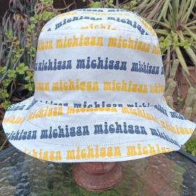Michigan Bucket Hat, Reversible to Navy Blue, Size MEDIUM, summer hat, fishing hat, floppy hat, handmade