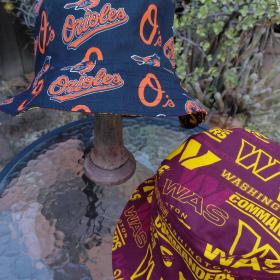 Washington Commanders / Baltimore Orioles Bucket Hat, Handmade, Reversible, Sizes up to 4XL, summer hat, fishing hat, sun hat, floppy hat, ponytail hat