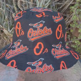 Baltimore Orioles Bucket Hat, Handmade, Reversible to Black, Sizes up to 4XL, fishing hat, sun hat, floppy hat, ponytail hat, baseball