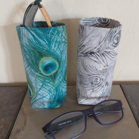 Peacock Print Eyeglasses Holder, Glasses Stand, Glasses Holder, Mom Gift, Weighted Stand-up Glasses Pouch, Peacock Lover Gift