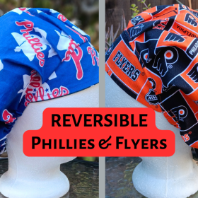 Bouffant Reversible Philadelphia Phillies / Flyers scrub cap, adjustable, nurse, technician, doctor, food service, handmade