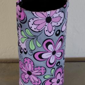 Pink & Grey Floral Eyeglasses Holder, Floral Glasses Stand, Glasses Holder, Mom Gift, Weighted Stand-up Glasses Pouch, Flower Lover Gift