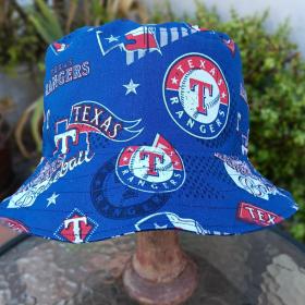 Texas Rangers Bucket Hat, Handmade, Reversible, Sizes up to 4XL, fishing hat, sun hat, floppy hat, ponytail hat, baseball
