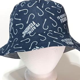 I'd Rather Be Fishing Bucket Hat, Fishing Theme, Reversible, Sizes S-XXL, summer hat, fishing hat, ponytail hat, sun hat, floppy hat