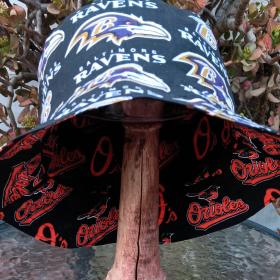 Baltimore Ravens / Orioles Bucket Hat, Handmade, Reversible, Unisex Sizes up to 4XL, fishing hat, ponytail sun hat, floppy hat, football, baseball