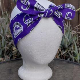 3” Wide Colorado Rockies Headband, handmade, hair wrap, hair tie, head wrap, pin up style, bandana, retro style