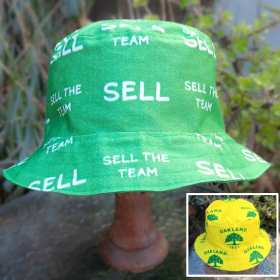 SELL the Team Bucket Hat, Reversible to the old Oakland City tree symbol on yellow, Unisex sizes up to 4XL, Oakland, floppy hat, sun hat, adults and older children