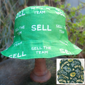 SELL the Team Bucket Hat, Reversible to Swingin' A's, Unisex Sizes up to 4XL, Oakland A's, handmade from licensed fabric, floppy hat, sun hat, adults and older children