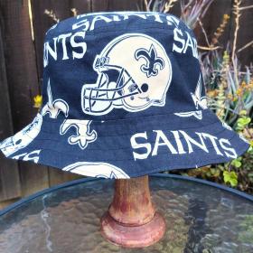New Orleans Saints Bucket Hat, Handmade, Reversible, Sizes up to 4XL, fishing hat, sun hat, floppy hat, adults or older children, Louisiana hat