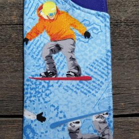 Snowboarder Print Eyeglass Sleeve, Snowboarder Gift, Glasses Pouch, Blue and Multi-color Sunglasses Case