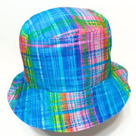 Bright Colors Plaid Bucket Hat, Reversible, Sizes up to 4XL, Cotton, floppy hat, ponytail hat, sun hat, fishing hat, beach hat, gardening hat
