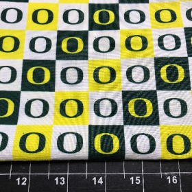 1 yard University of Oregon Ducks Prewashed 100% Cotton Fabric Yardage, Sykel OR-1158 licensed, squares print, 43-44"