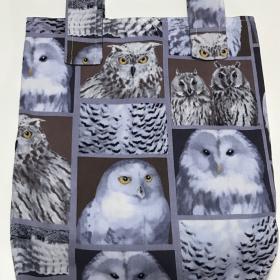 Simple small basic crutch bag, walker bag, scooter handlebars bag, bed rail caddy, hook and loop, owls bird theme
