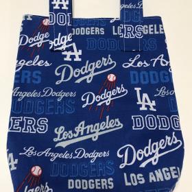 Simple small basic crutch bag, walker bag, scooter handlebars bag, bed rail caddy, handmade from LA Dodgers licensed fabric