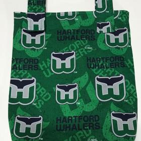 Small, simple basic crutch bag, walker bag, scooter handlebars bag, caddy, handmade from Hartford Whalers licensed fabric