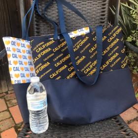 California canvas tote bag, sturdy shopping market grocery travel bag, golden state