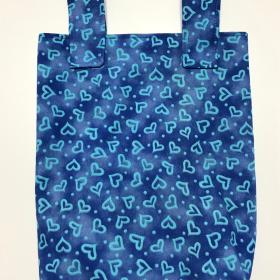 Blue hearts simple small basic crutch bag, walker bag, scooter handlebars, bed rail caddy, hook & loop, hanging bag